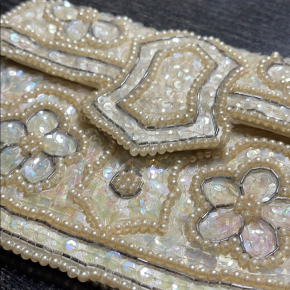 VINTAGE POUCH BAG PEARLS & SEQUINS RAINBOW COLOR - Picture 7 of 8